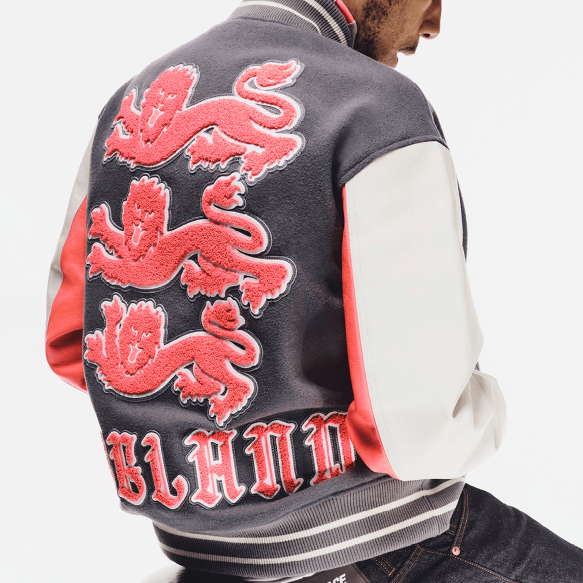 England Nike x Palace Varsity Jacket - Cool Grey